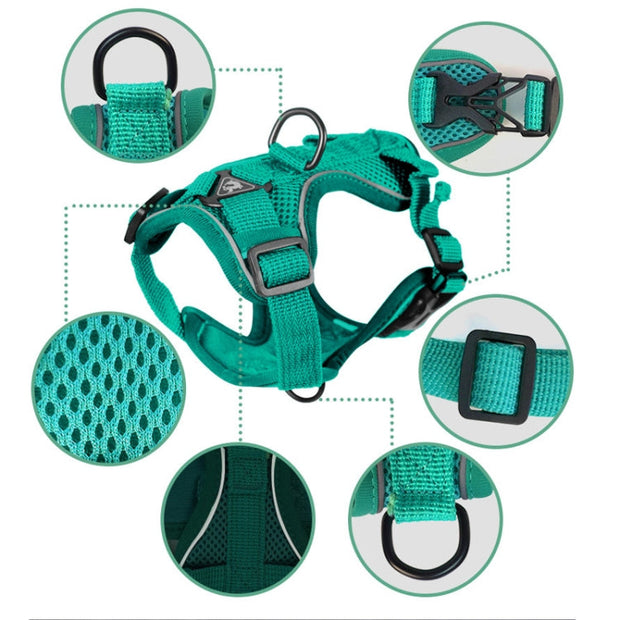 Pet Vest Harness + Traction Rope Set Reflective Breathable Dog Cat